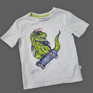 SOLD- White/Green Skateboarding Dinosaur Tee, Kid's 4T